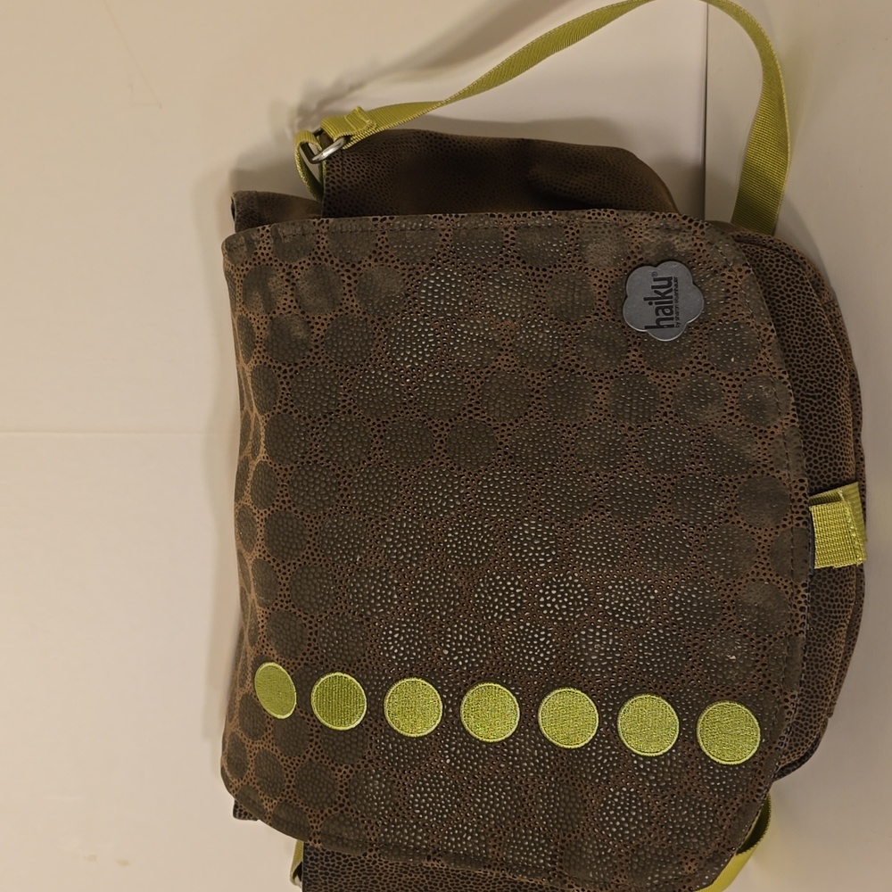 Haiku Brown and Lime Green Crossbody Bag